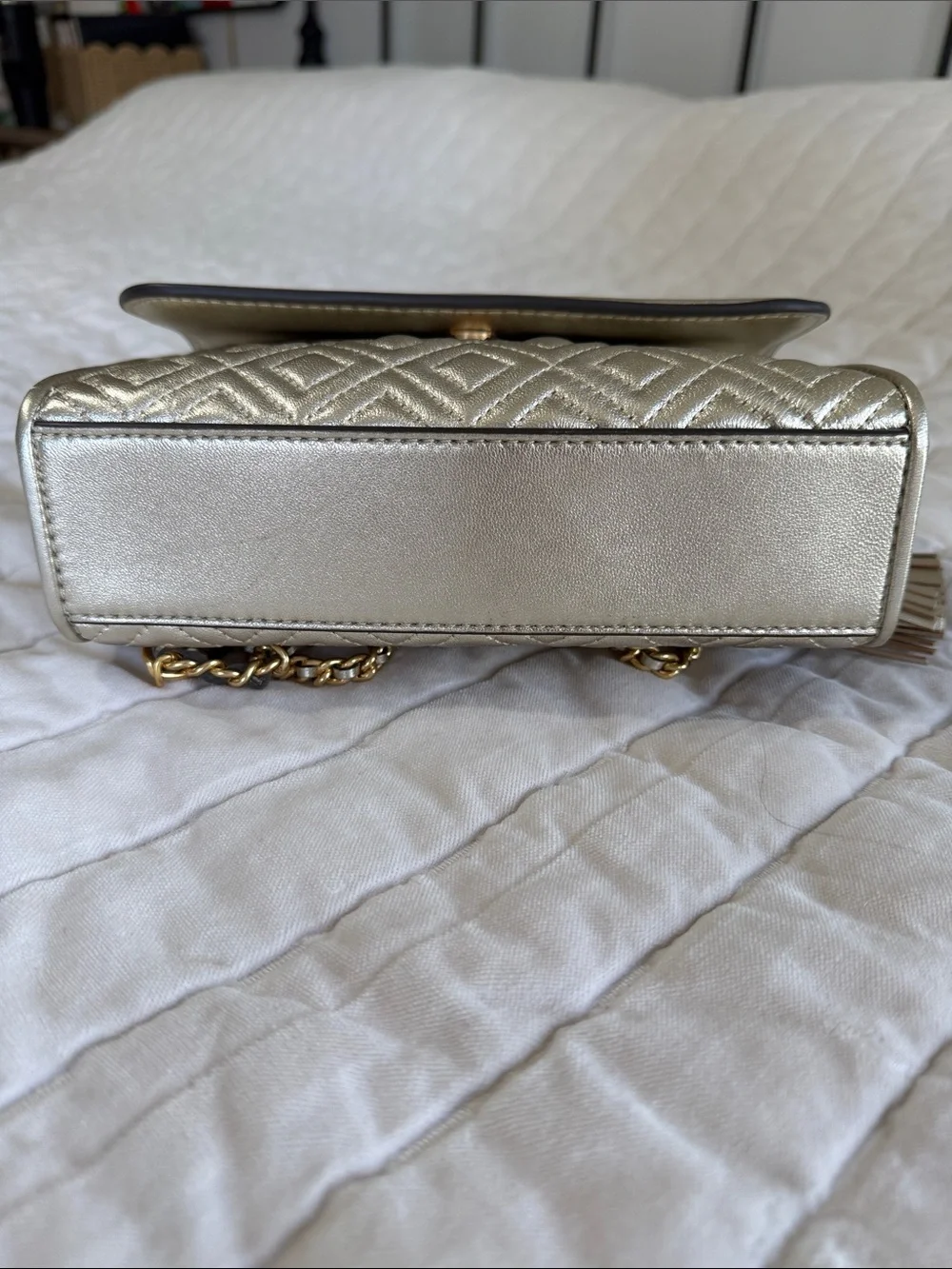 Tory Burch Fleming metallic small convertible shoulder bag